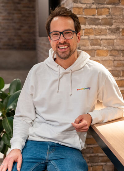 #teambunt Hoodie weiß Miniaturansicht